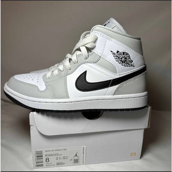 Size 8 - Wmns Air Jordan 1 Mid Grey Fog Women's Shoes - Picture 8 of 12